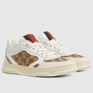 Gucci Women's Re-Web Sneakers in GG Canvas with White Leather
