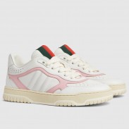 Gucci Women's Re-Web Sneakers in White and Pink Leather
