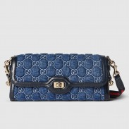 Gucci Luce Small Shoulder Bag in Blue GG Denim