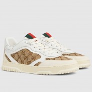 Gucci Men's Re-Web Sneakers in GG Canvas with White Leather
