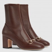 Gucci Horsebit Ankle Boots 75mm in Dark Brown Leather