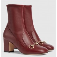 Gucci Horsebit Ankle Boots 75mm in Red Leather