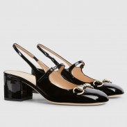 Gucci Horsebit Mary Jane Pumps in Black Patent Calfskin