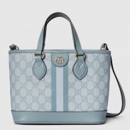 Gucci Ophidia Mini Tote Bag in Dusty Blue GG Supreme Canvas