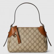 Gucci GG Emblem Small Shoulder Bag in Beige GG Canvas