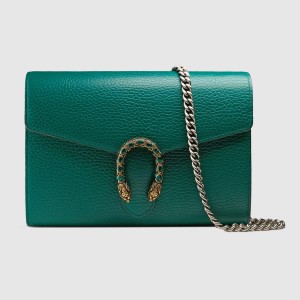 Gucci Dionysus Mini Chain Wallet in Green Leather
