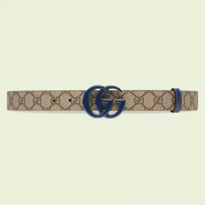 Gucci Supreme GG Marmont Belt 30MM with Blue GG Buckle