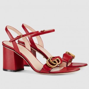 Gucci Marmont Sandals 75mm in Red Leather
