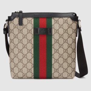 Gucci Flat Messenger Bag in Beige GG Supreme Canvas