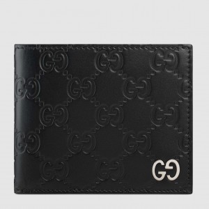 Gucci Bi-fold Wallet In Black Gucci Signature Leather 