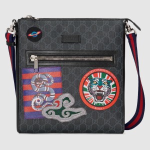 Gucci Night Courrier Messenger Bag in Black GG Supreme Canvas