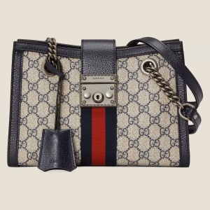 Gucci Padlock Small GG Shoulder Bag In Blue GG Canvas