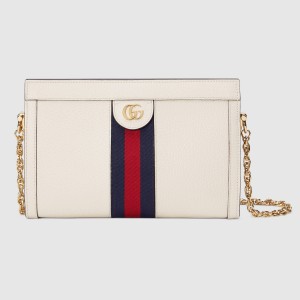 Gucci Ophidia Small Chain Shoulder Bag in White Leather