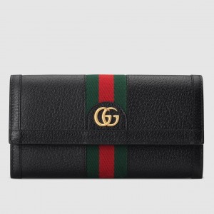 Gucci Ophidia Continental Wallet in Black Leather
