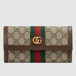 Gucci Ophidia Continental Wallet in Beige GG Supreme Canvas