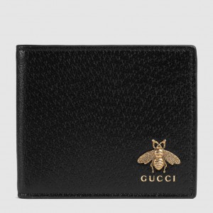 Gucci Bi-fold Wallet In Black Animalier Leather