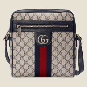 Gucci Ophidia Small Messenger Bag in Blue GG Supreme Canvas
