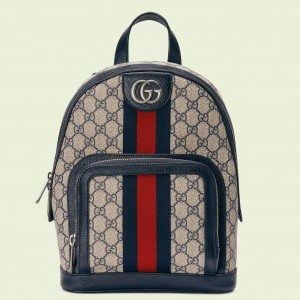 Gucci Ophidia GG Small Backpack in Blue Supreme Canvas