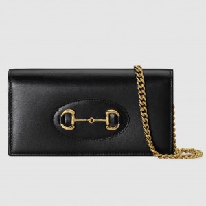 Gucci Horsebit 1955 Chain Wallet in Black Calfskin