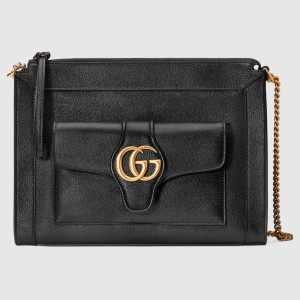 Gucci Small Shoulder Bag in Black Leather with Double G