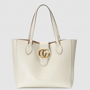 Gucci Small Tote Bag with Double G in White Calfskin