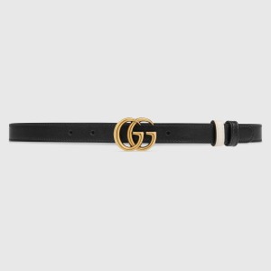 Gucci GG Marmont Reversible Belt 20MM in Black/White Leather