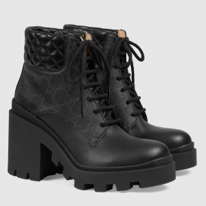 Gucci Ankle Boots in Black GG Supreme with Black Leather