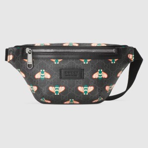 Gucci Bestiary Belt Bag in Black GG Supreme with Bees