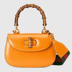 Gucci Bamboo 1947 Small Top Handle Bag in Yellow Leather