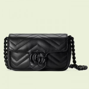 Gucci GG Marmont Belt Bag in Black Matelasse Calfskin