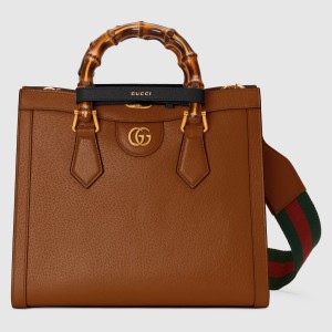 Gucci Diana Small Tote Bag in Brown Calfskin
