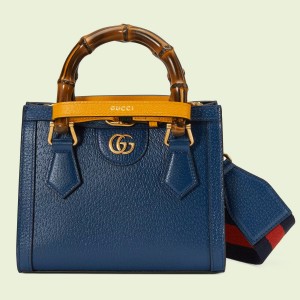 Gucci Diana Mini Tote Bag in Blue Calfskin