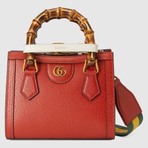 Gucci Diana Mini Tote Bag in Red Calfskin