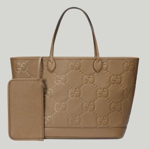 Gucci Large Tote Bag in Taupe Jumbo GG Leather