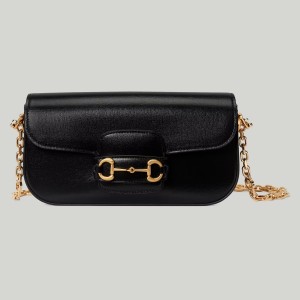 Gucci Horsebit 1955 Small Chain Bag in Black Calfskin