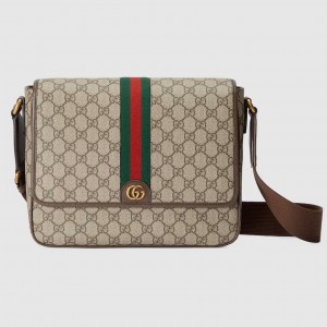 Gucci Ophidia Medium Messenger Bag in Beige GG Supreme Canvas