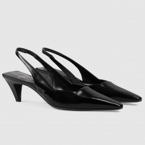 Gucci Slingback Pumps 55mm in Black Patent Leather