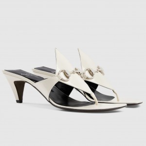 Gucci Thong Sandals 55mm in White Patent Leather