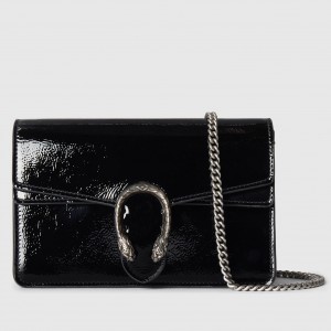 Gucci Dionysus Super Mini Bag in Black Patent Leather
