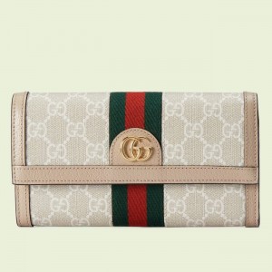 Gucci Ophidia Continental Wallet in White GG Supreme Canvas