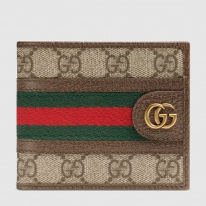 Gucci Ophidia GG Bi-fold Wallet In Beige GG Supreme Canvas