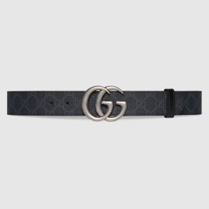 Gucci GG Marmont Reversible Belt 38MM in Black GG Canvas