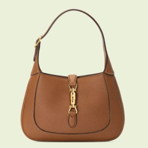 Gucci Jackie 1961 Small Hobo Bag in Brown Grained Leather
