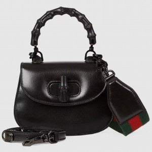 Gucci Bamboo 1947 Mini Top Handle Bag in Black Leather