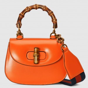 Gucci Bamboo 1947 Mini Top Handle Bag in Orange Leather