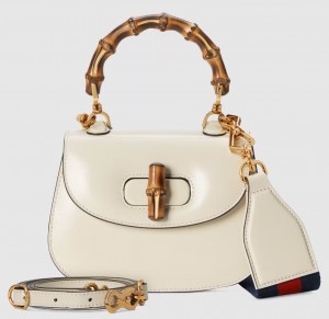 Gucci Bamboo 1947 Mini Top Handle Bag in White Leather