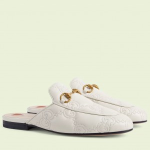 Gucci Women's Princetown Slippers in White GG Matelasse Leather