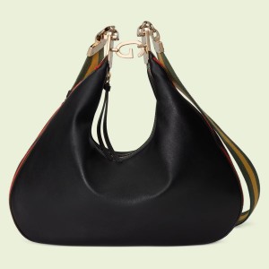 Gucci Attache Medium Shoulder Bag in Black Leather