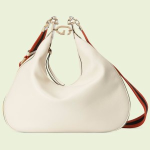 Gucci Attache Medium Shoulder Bag in White Leather