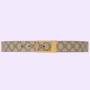 Gucci Rectangular Belt 35MM in Beige GG Supreme Canvas